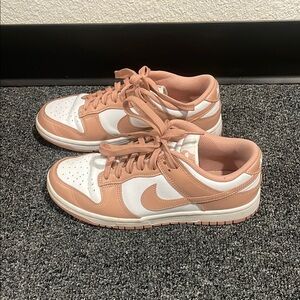 tan/pink nike dunks size 8 women’s